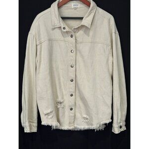 Wishlist S/M Frayed Hem Button-Up Jacket